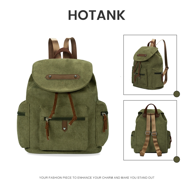 HOTANK Backpack ກະເປົາສະພາຍຫຼັງແຟຊັນສຳລັບຜູ້ຍິງ (Corduroy)