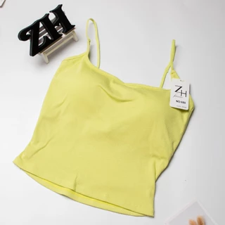 ZH.680เสื้อสายเดี่ยวสีพื้นฟองน้ำในตัว เสื้อครอปโชว์หลังเซ็กซี่สไตล์เกาหลี