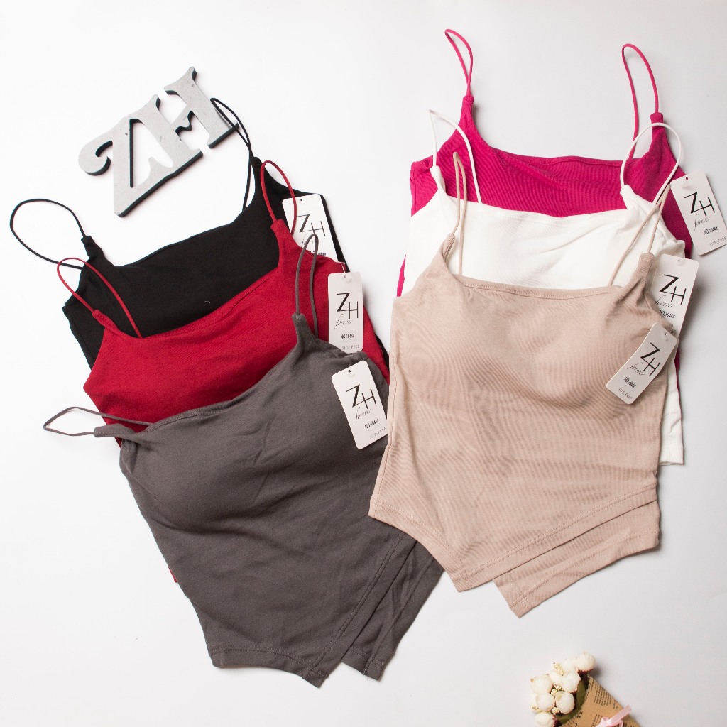 ZH.1044เสื้อครอปสายเดี่ยวเข้ารูปฟองน้ำในตัว บราแฟชั่นสําหรับผู้หญิง