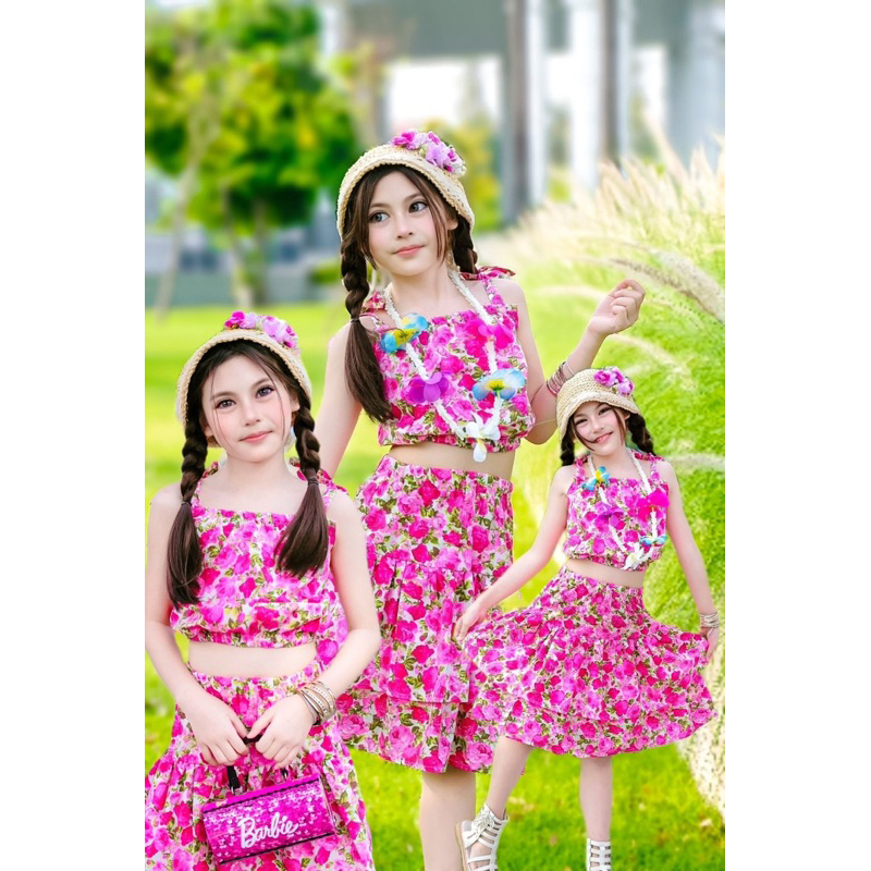 ชุดลูกสาวเสื้อ+กระโปรง3สี ซัมเมอร์ 1-8ขวบ