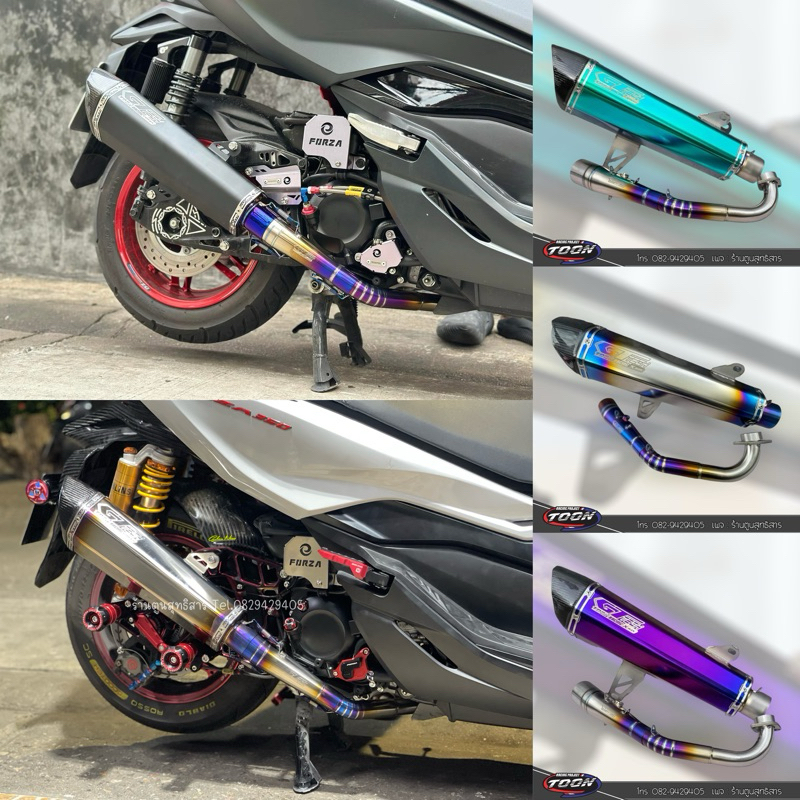 ชุแท่อแต่งGT-Tech ปลายพร้อมคอไทเท ตรงรุ่นForza350 Forza300 ADV350,Xamx300,Pcx160,DZ3