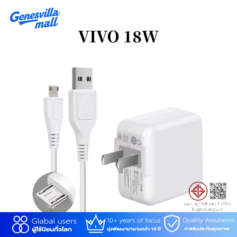 【รับประกัน 1 ปี】Micro Quick Charge VIVO สายชาร์จ ชุด BKT12S 18Wหัวชาร์จ USB รองร