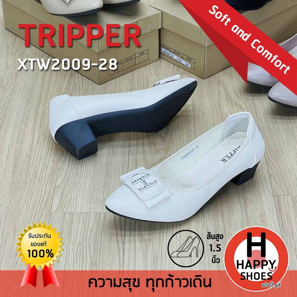 [🥇ทริปเปอร์แท้100%🔢ไซส์36-40👠ส้น 1.5 นิ้ว] TRIPPER รุ่น XTW2009-28 รองเท้าหนังหุ้มส้นหญิง รองเท้าคัทชูหญิง หนังนุ่ม