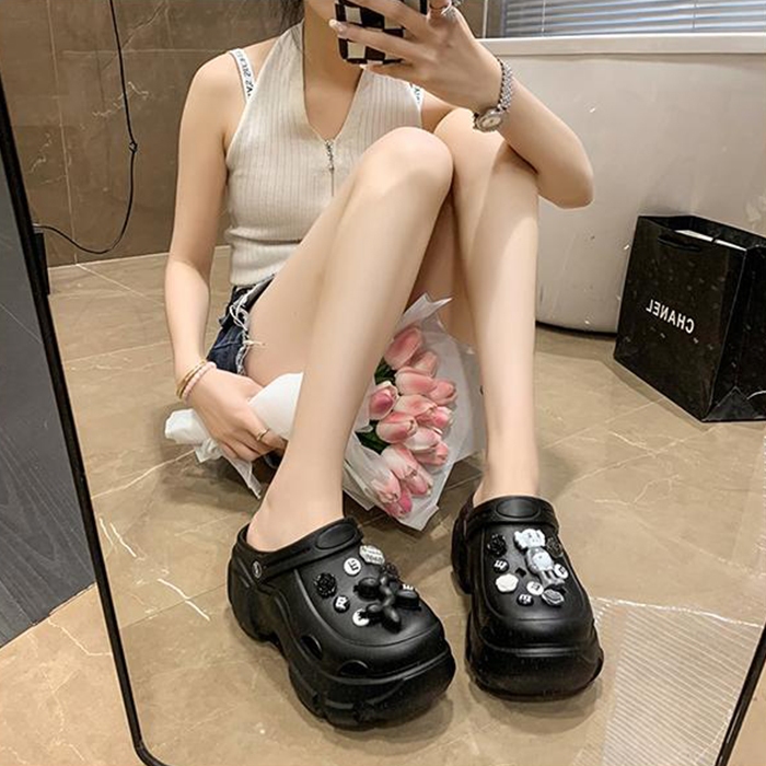 สินค้ามาใหม่ รองเท้าหัวโต รองเท้าเเฟชั่นเกาหลี   มี3 สีให้เลือก ดีไซน์  เขียว ดํา ขาว  วัสดุยาง EVA หนา นิ่ม น้ำหนักเบา - รูปที่ 6