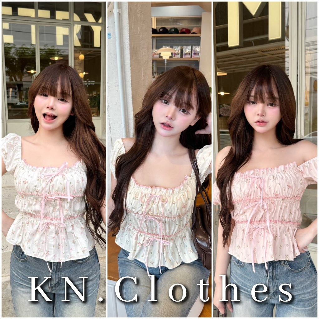 KN.Clothes เสื้อแขนตุ๊กตาผ้าแก้ว แต่งระบาย ผูกโบว์ 3 เลเยอร์