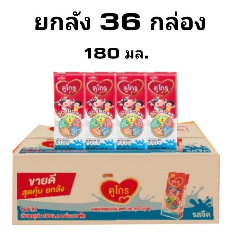 (จำกัด1ลังเท่านั้นค่ะ) ยกลัง 36 กล่อง Dugro ดูโกร UHT 180ml.