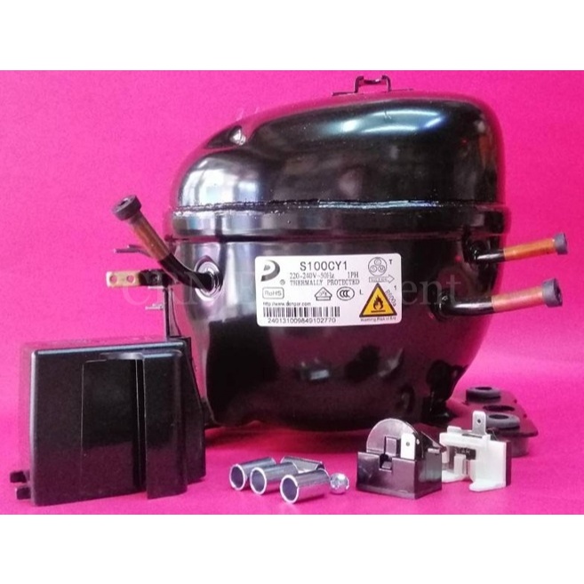 คอมเพรสเซอร์ ใหม่ มือหนึ่ง คอมตู้เย็น 1/5HP 158W น้ำยา R600a อะไหล่ตู้เย็น S96CY1