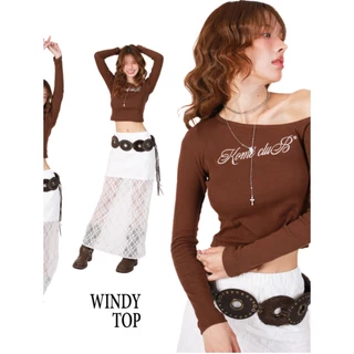 kome.offi (S-4XL) เสื้อไหล่ตก รุ่น windy top