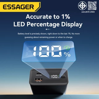 Essager 65W 20000mAh พาวเวอร์แบงค์จอแสดงผลดิจิตอล สีดำ