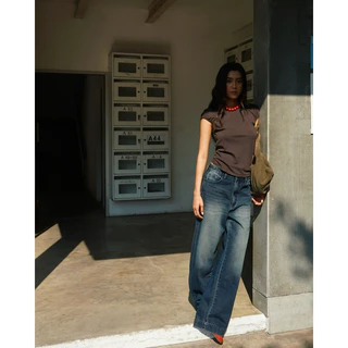 5pm.sun | the real jeans : กางเกงยีนส์ทรง loose fit พร้อมป้ายหนังเลข 5 signature :-)