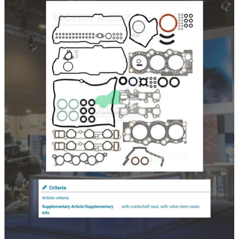 ปะเก็นชุดใหญ่ 3VZ-FE ES300, Camry V6 3.0L VCV10 (ยี่ห้อ Victor Reinz งานเยอรมัน)