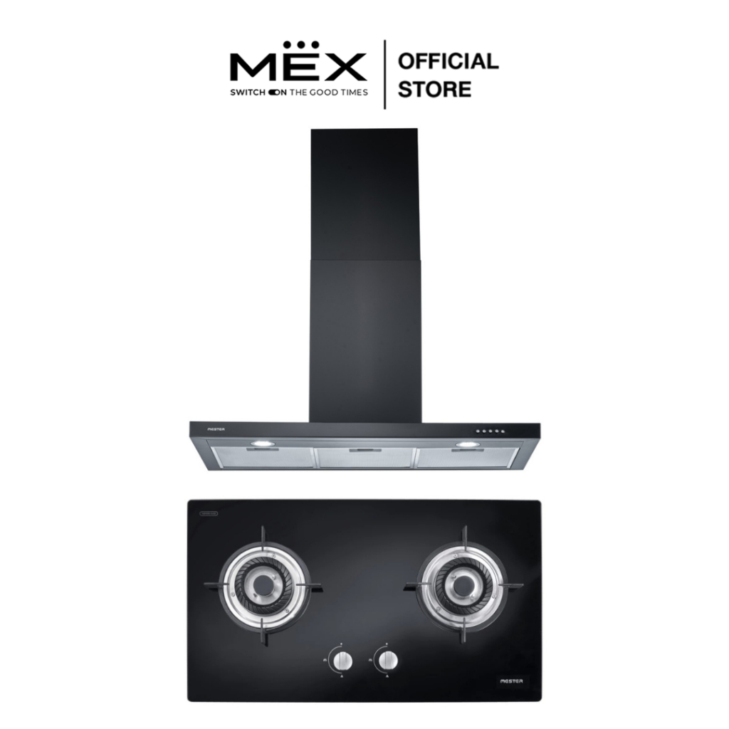MEX Set รุ่น MV3732 + MT390B เตาแก๊สและเครื่องดูดควันกระโจม