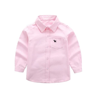 เสื้อเชิ้ตเด็ก เสื้อแขนยาวเด็กผู้ชาย สีพื้น ลายปักที่อก มีหลายไซส์ให้เลือก