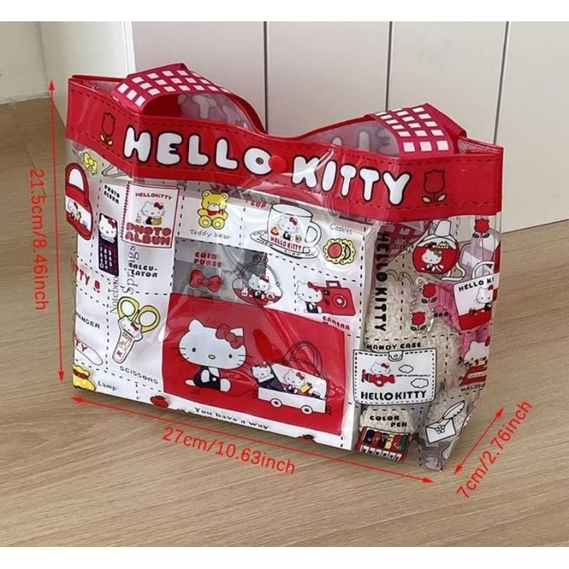 พร้อมส่ง🛍 กระเป๋า คิตตี้ Hello Kitty 😺  กระเป๋ากระสอบ กระเป๋า pvc - รูปที่ 6