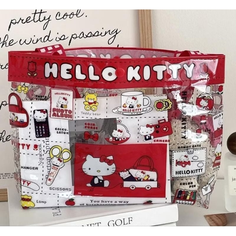 พร้อมส่ง🛍 กระเป๋า คิตตี้ Hello Kitty 😺  กระเป๋ากระสอบ กระเป๋า pvc - รูปที่ 5