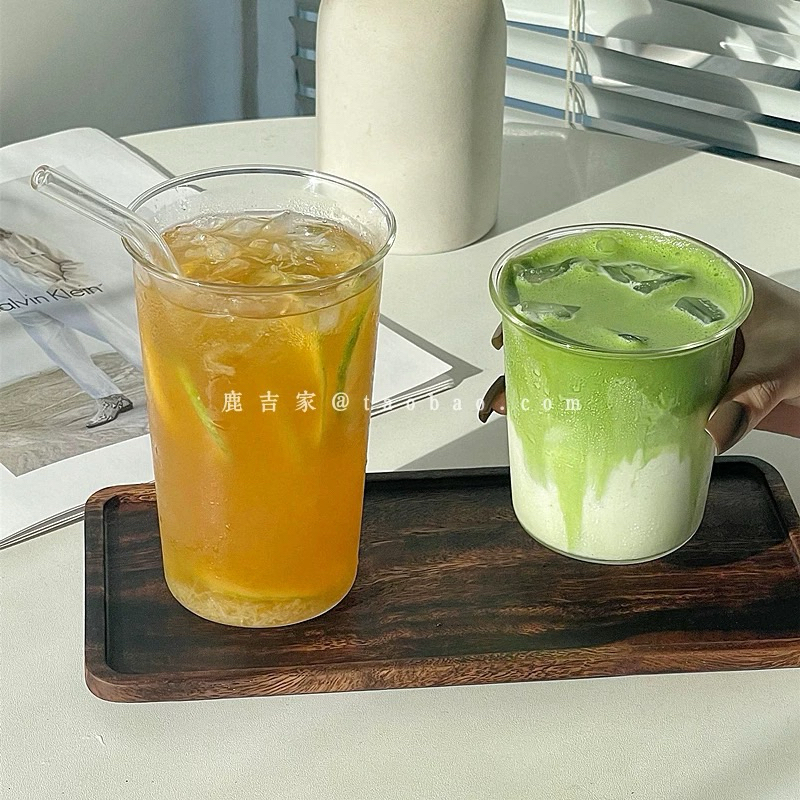 แก้วกาแฟลาเต้ใสคุณภาพสูง แก้วกาแฟสไตล์อเมริกัน แก้วน้ำผลไม้สุดหรูระดับไฮเอนด์