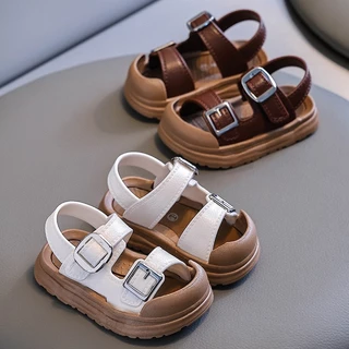 Babyonline(X069)2N5-6 (ส่งด่วน1วัน) รองเท้าเด็กแบบรัดส้นยางPVC หุ้มนิ้วเท้ากันชนเสริมพื้น ที่ติดตีนตุ๊กแก