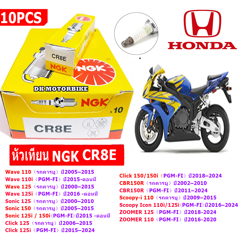 BW Tool HONDA หัวเทียน NGK(10หัว)สำหรับเครื่องเบนซินและมอเตอร์ไซค์ 4 จังหวะ เช่น Wave110/110i/125/12