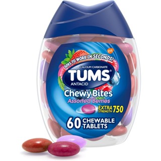 บรรเทา กรดไหลย้อน ท้องอืด Tums Chewy Bites Berry, 60 Ct