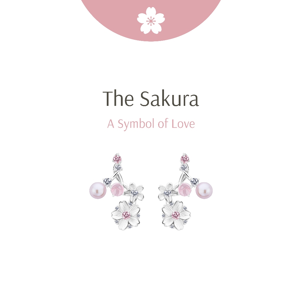 Ravipa | Blooming Sakura and Pearl Earrings - ต่างหู