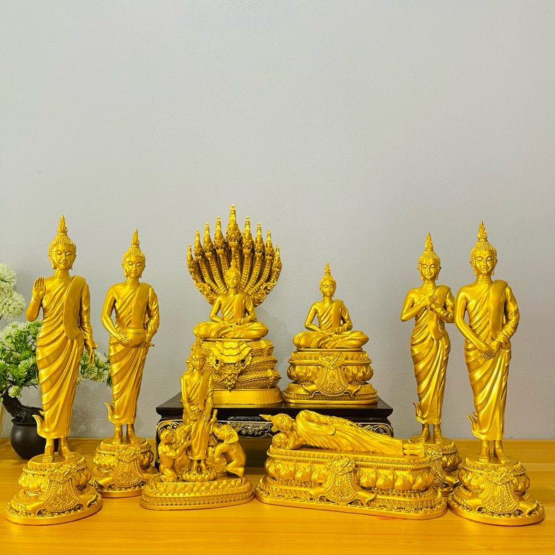 พระประจำ วันเกิด แร่เหล็กน้ำพี้ รุ่นหน้า 5 นิ้ว(องค์ใหญ่) สีทอง บูชาวันนี้แถมฟรีฐานรององค์พระ