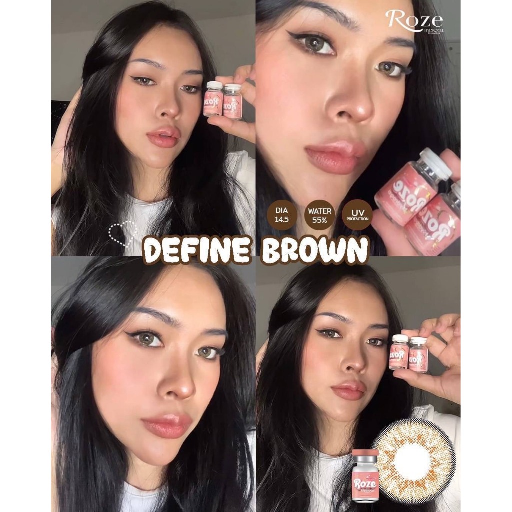 🔥คอนแทคเลนส์✨ขนาดบิ๊กอายโตมาก✨ Define 🎀สี : Brown / Gray