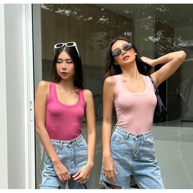 เสื้อกล้ามทรงฮิต สีชมพูอ่อน แบนด์ Atipa