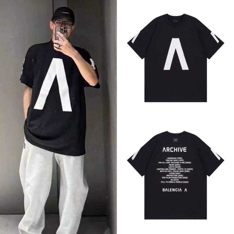 เสื้อยืดคอกลมแขนสั้น BALENCIAGA MUSIC | ARCHIVE SERIES CONNECTED T-SHIRT (สีดำ)