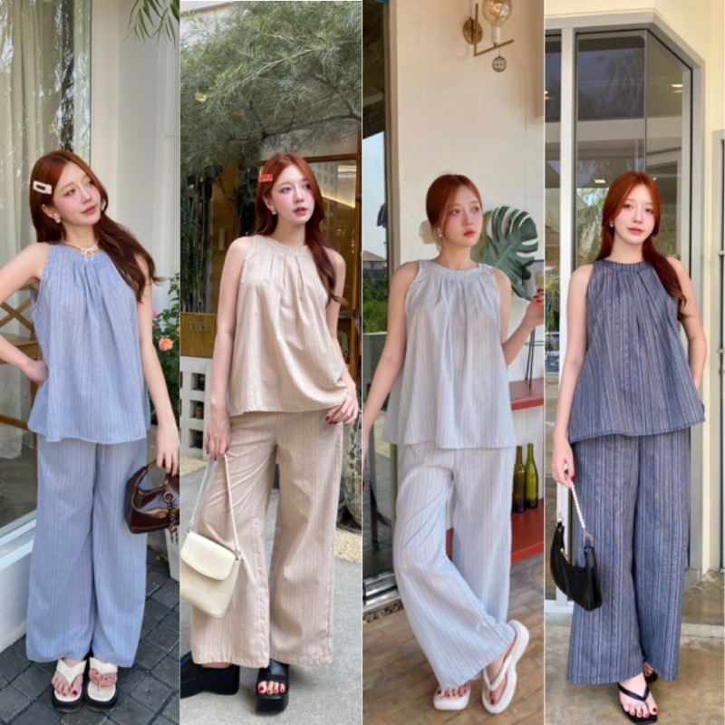 LILY ชุดเซ็ต 2 ชิ้น[เสื้อ+กางเกง]ผ้าลินินเนื้อดีมาก งานชุดเซ็ตที่แมทช์กันอย่างลงตัว แพทเทิ่ลน่ารักๆ ทรงใส่ได้ตลอดค่า