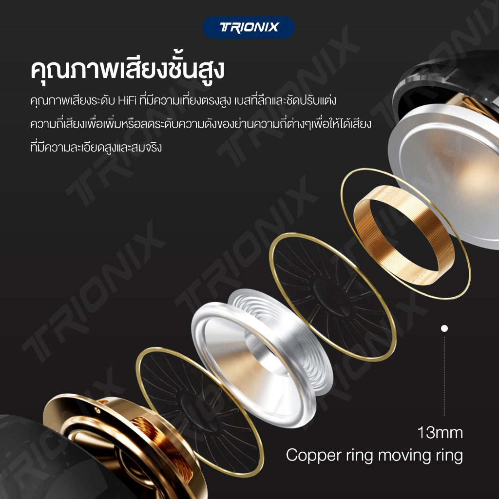 Trionix Air Tune หูฟังบลูทูธหน้าจอสัมผัส หูฟังบลูทูธไร้สาย บลูทูธเวอร์ชั่นล่าสุด5.4 ตัดเสียงรบกวน เสียงดี