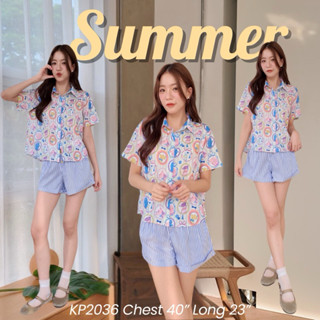 เสื้อเชิ้ตเเขนสั้น อก40 เสื้อฮาวายผู้หญิง เสื้อสงกรานต์ ลายส…