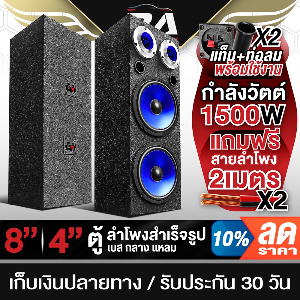 BA SOUND ตู้ลำโพงสำเร็จรูป 8นิ้ว 1500วัตต์ สีน้ำเงิน แถมสายลำโพงฟรี 4เมตร ตู้ลำโพง 8 นิ้ว ตู้ลำโพงติดรถยนต์ BA-8288BL