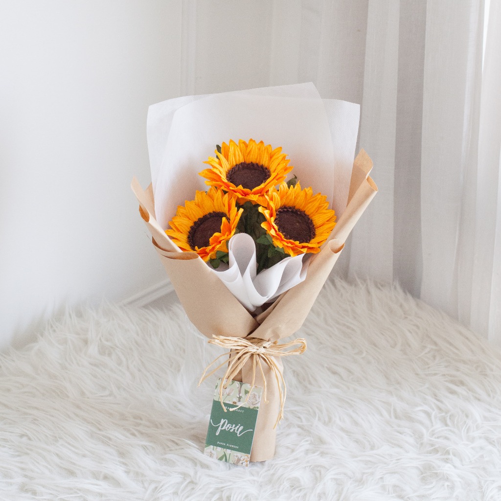 POSIE Sunflower bouquet ช่อดอกทานตะวัน ห่อกระดาษน้ำตาล ห่อกระดาษสาเกาหลี - รูปที่ 2