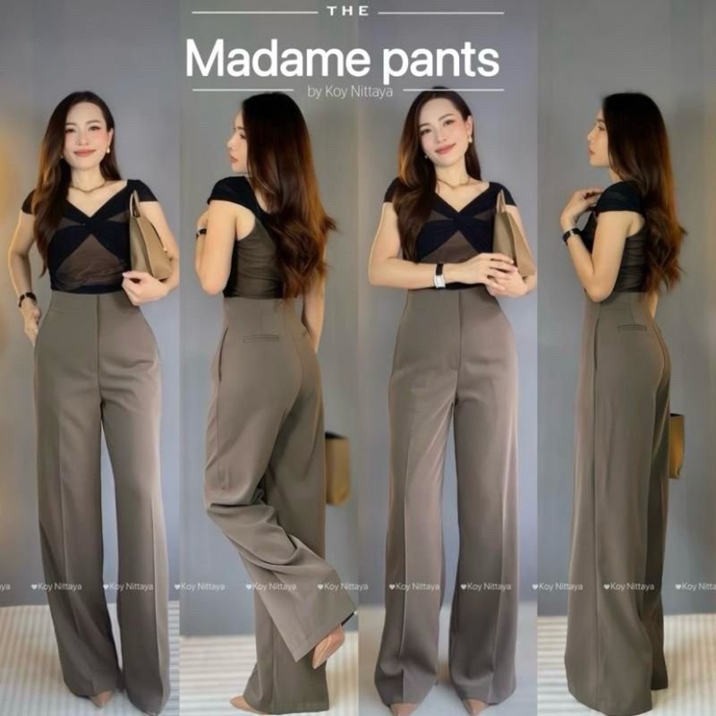 พร้อมส่ง*Madame pants กางเกงทรงกระบอกขาตรง ไร้ขอบ แต่งกระเป๋าหลัง ผ้านุ่มมีน้ำหนัก ทิ้งตัวพิเศษ