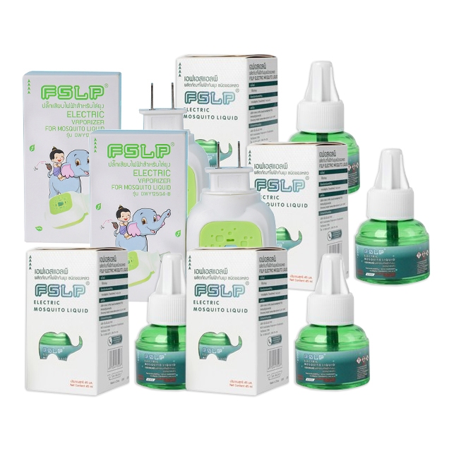 (4แถม 2)FSLP น้ำยาไล่ยุง ช้าง อย. ชนิดเติม 45 มล.จำนวน 4 กล่อง ฟรี ปลั๊ก 2 กล่อง