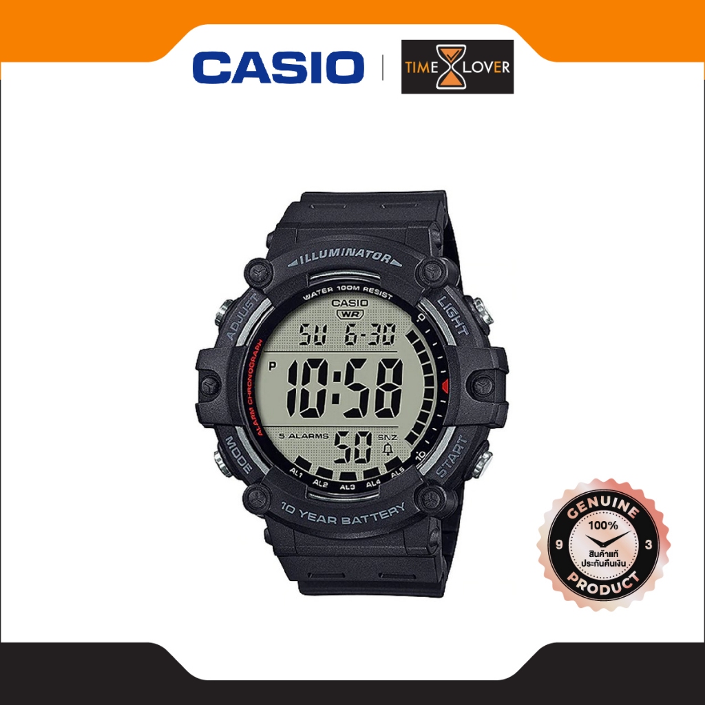 Casio รุ่น AE-1500WH-1AV แท้ 100% ประกันศูนย์ 1 ปี นาฬิกาข้อมือผู้ชาย สายเรซิน - สีดำ