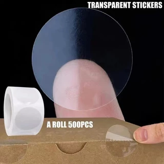 ม้วน500ดวง สติ๊กเกอร์ใส สติ๊กเกอร์ติดกล่อง ติดแก้ว วงกลม PVC กันน้ำ Sticker