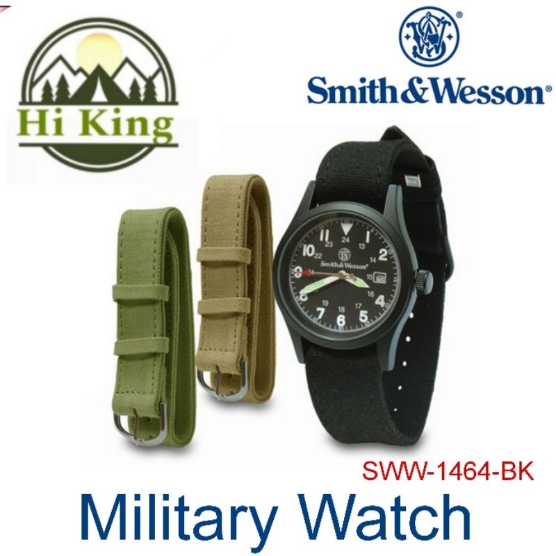 นาฬิกา Smith & Wesson แบบทหาร  พร้อมสาย Canvas 3 เส้น ทรงบอยไซต์ใส่ได้หญิงและชาย กลไกควอตซ์ญี่ปุ่น S