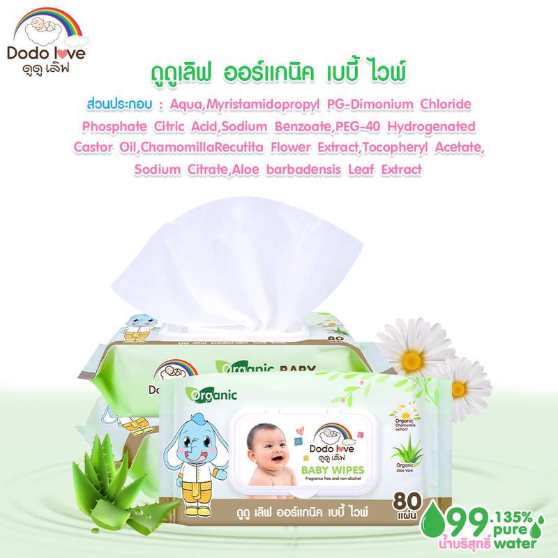 [แพ็ค 12ห่อ] DODOLOVE Organic ทิชชู่ ทิชชู่เปียก สูตรออแกนิก สำหรับเช็ดทำความสะอาด เด็กแรกเกิดใช้ได้ รูปที่ 2