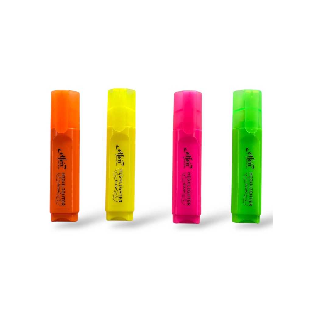 ปากกา เน้นข้อความ Elfen HIGHLIGHTER GLOW เอลเฟ่น ไฮไลท์ หัวตัด สีสด คม ชัด Marker มาร์เกอร์