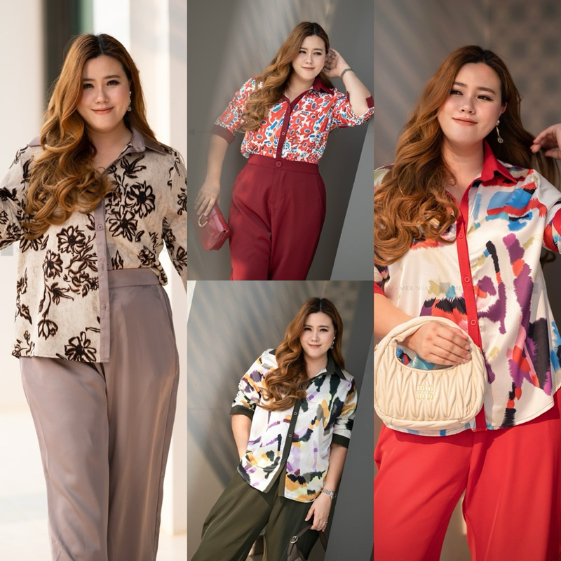 ST25 เซตกราฟิก เขียว/แดง เสื้อผ้าพลัสไซส์ Plussize Fashion ชุดคนอ้วน แฟชั่นสาวอวบ