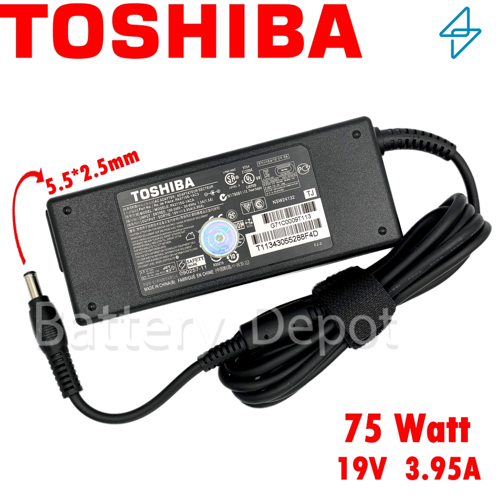 Toshiba Adapter ของแท้ 19V/3.95A 75W หัว Jack 5.5x2.5mm Satellite L645 / Portege M800 / PA5178E-1AC3