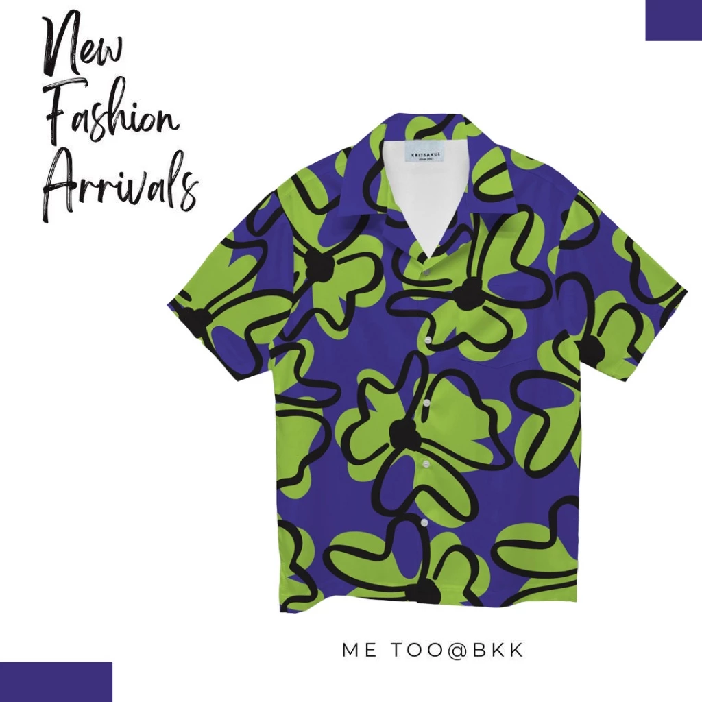 WOLF Hawaii Shirt เสื้อเชิ้ตแขนสั้น ลายดอกสีน้ำ H247 thumbnail 6