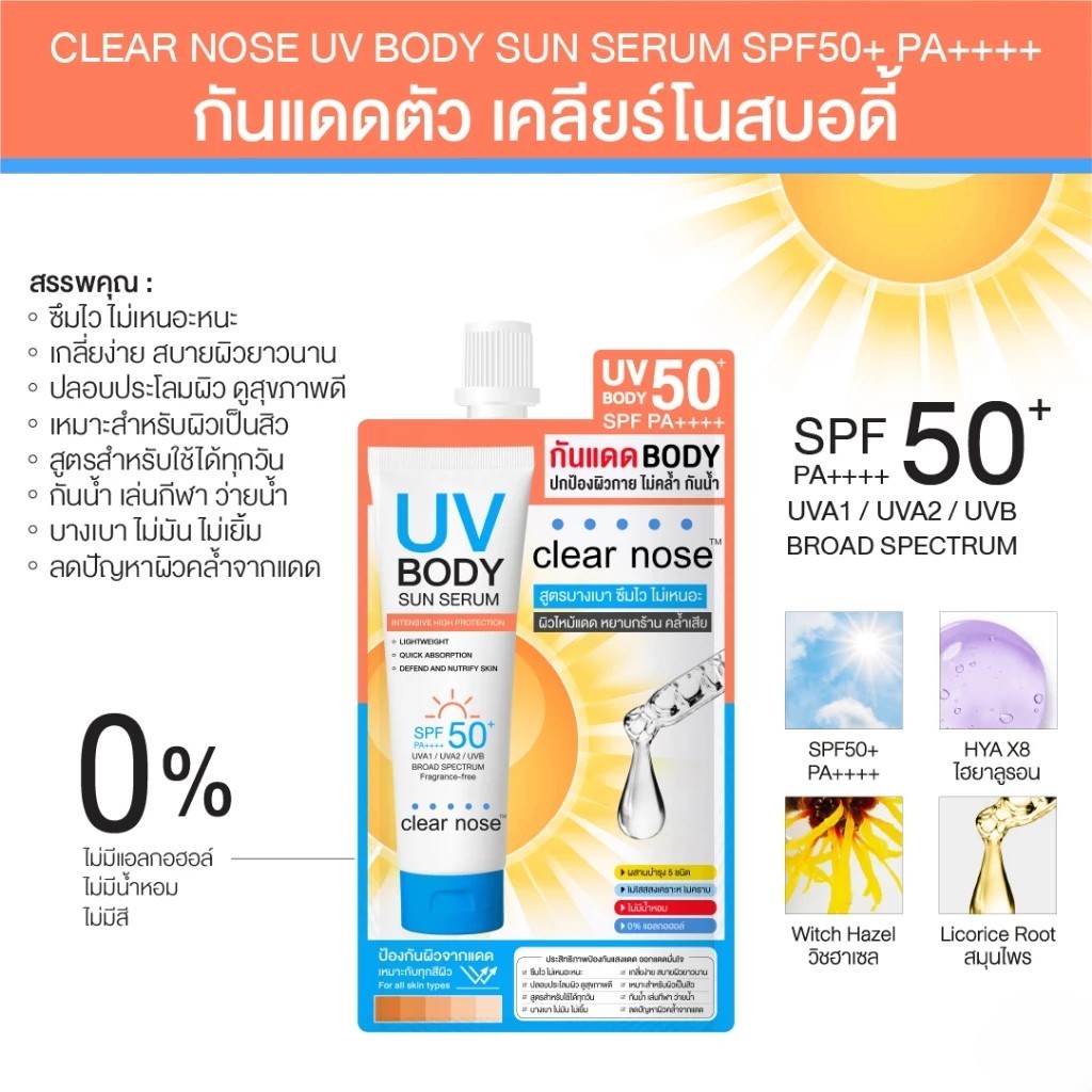 กันแดดตัวเคลียร์โนสบอดี้ Clear Nose UV Body Sun Serum SPF50+ PA++++ แบบซอง 25ml. - รูปที่ 3