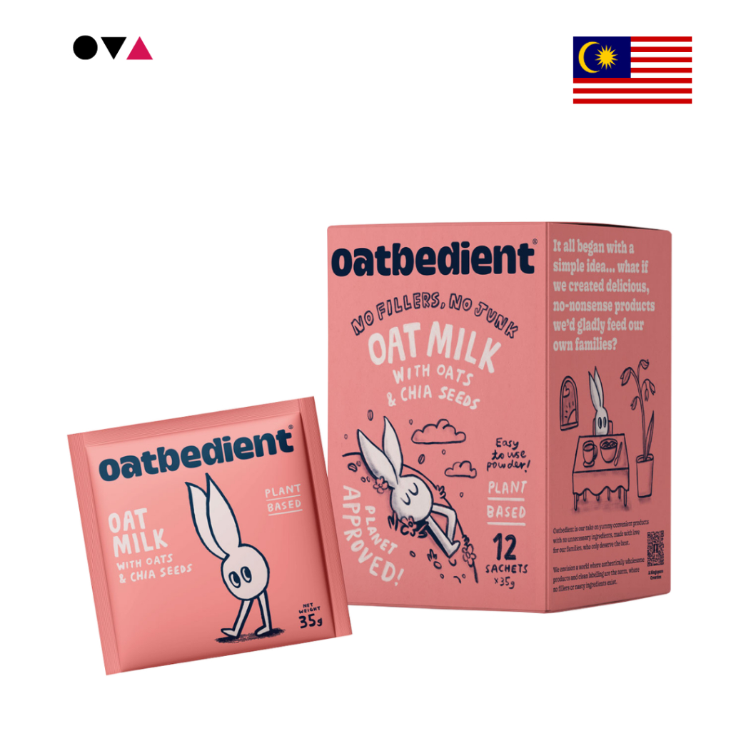 Oatbedient Oat Milk with Oats & Chia Seeds 336g ผงนมข้าวโอ๊ตสำเร็จรูป รสเมล็ดเจีย 12x35g