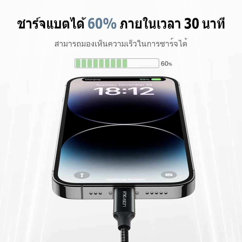 FNKvision สายชาร์จ  ชาร์จเร็ว 2.4A ยาว 1 เมตร / 2 เมตร รองรับ IOS 14/13/12/11/10 สำหรับ ไอโฟน 6/6Plus/7/7Plus 13 - ภาพย่อย 5