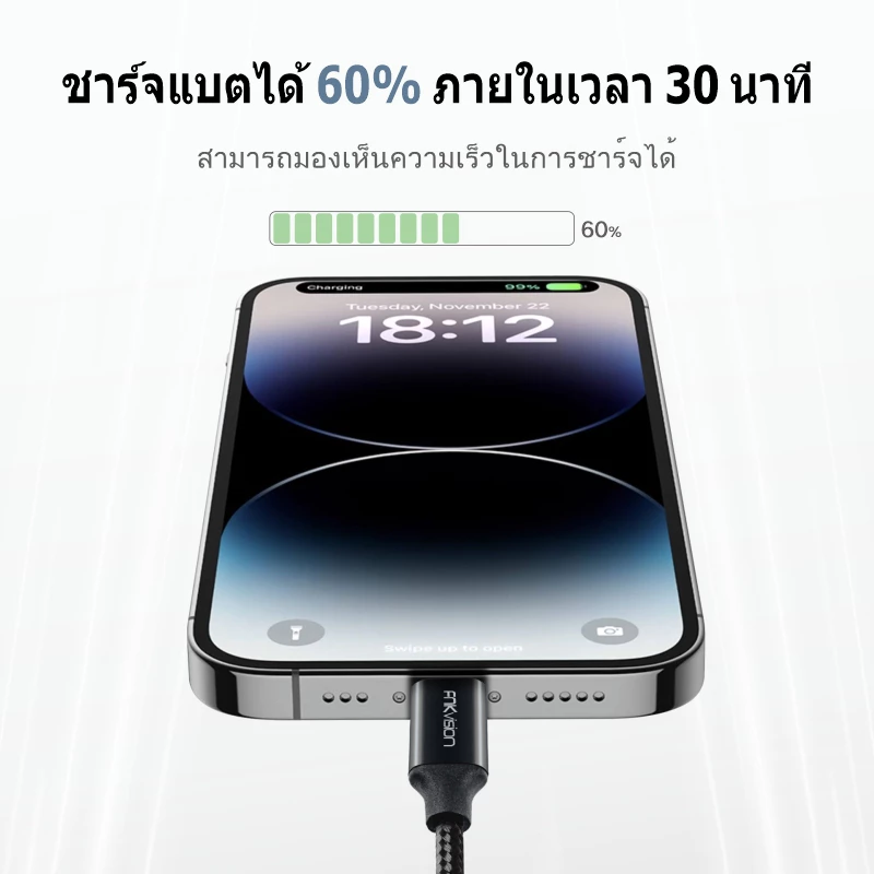 FNKvision สายชาร์จ  ชาร์จเร็ว 2.4A ยาว 1 เมตร / 2 เมตร รองรับ IOS 14/13/12/11/10 สำหรับ ไอโฟน 6/6Plus/7/7Plus 13 thumbnail 7