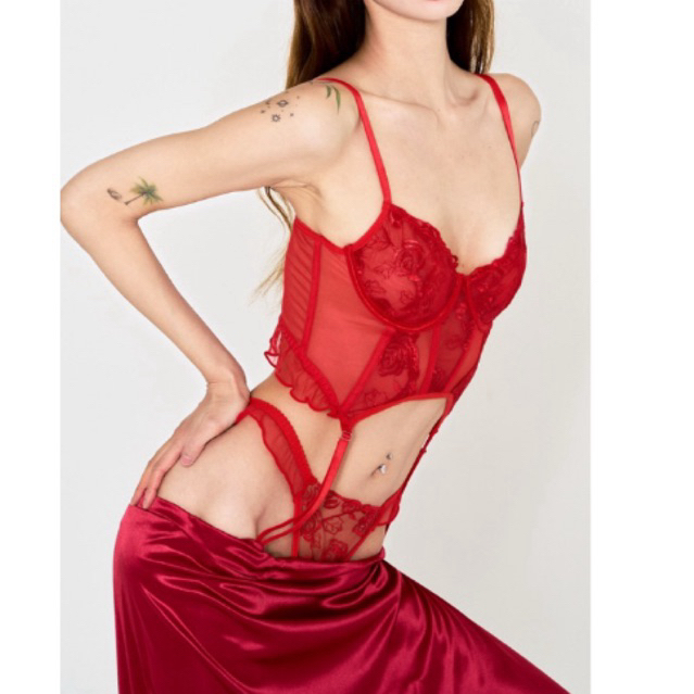 Fire roses kiss corset bustier set 🌹