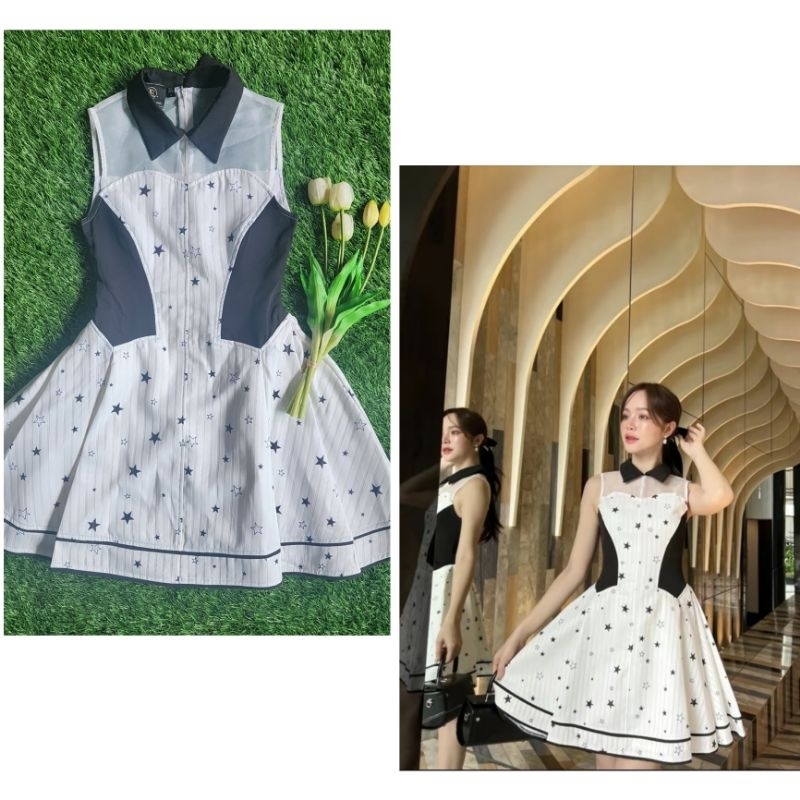 เดรส BLT คอปกลายดาว S