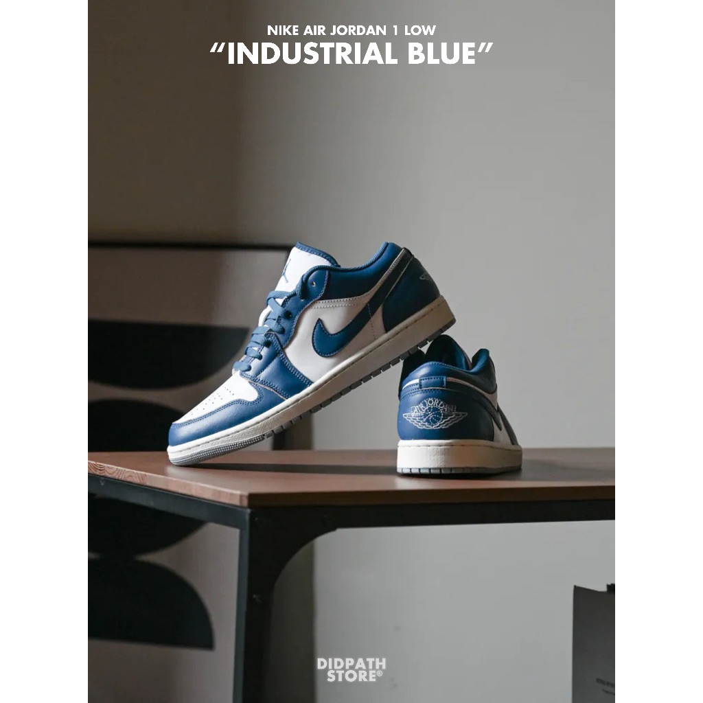 (พร้อมส่ง) ของแท้ 100% ✅ รองเท้าไนกี้ NIKE AIR JORDAN 1 LOW “INDUSTRIAL BLUE” (FN5214 141) สีน้ำเงิน